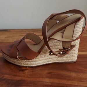 Michael Kors 9.5 Womens Platform Espadrilles Wedge Heels Light Brown